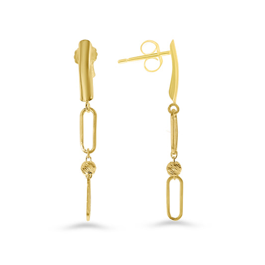 14k Fancy Drop Paperclip Post Earring