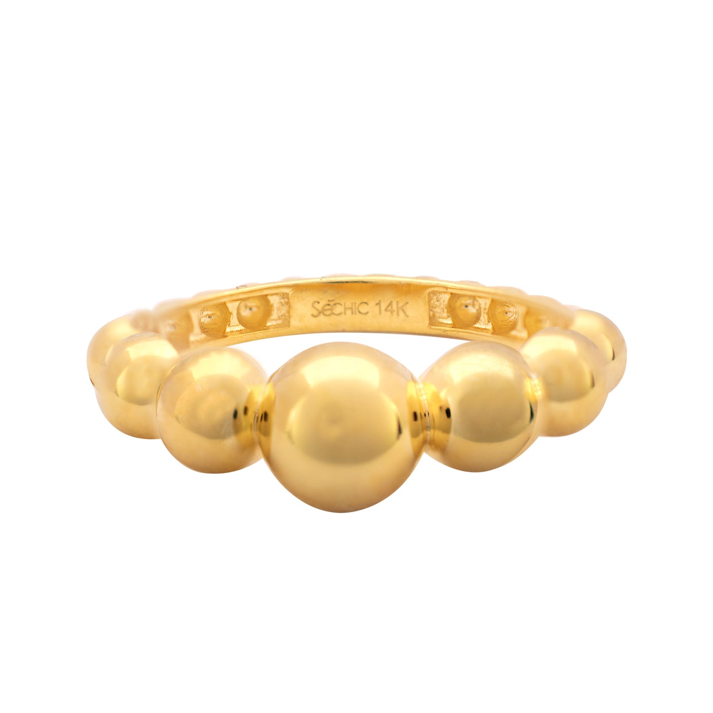 14k Graduated Beaded Band Ring