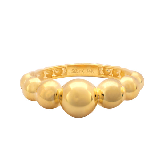 14k Graduated Beaded Band Ring