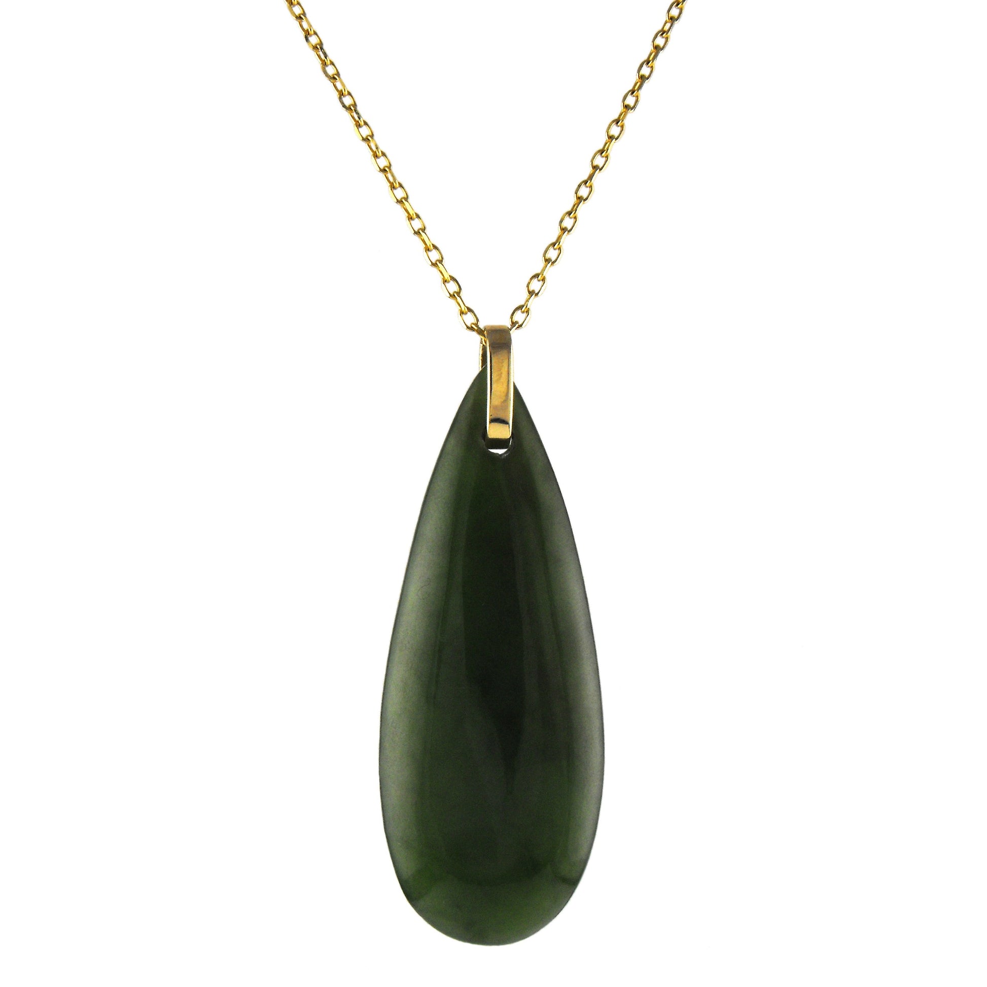 14k Natural Canadian Nephrite Jade Pendant Necklace 17" freeshipping - Jewelmak Shop