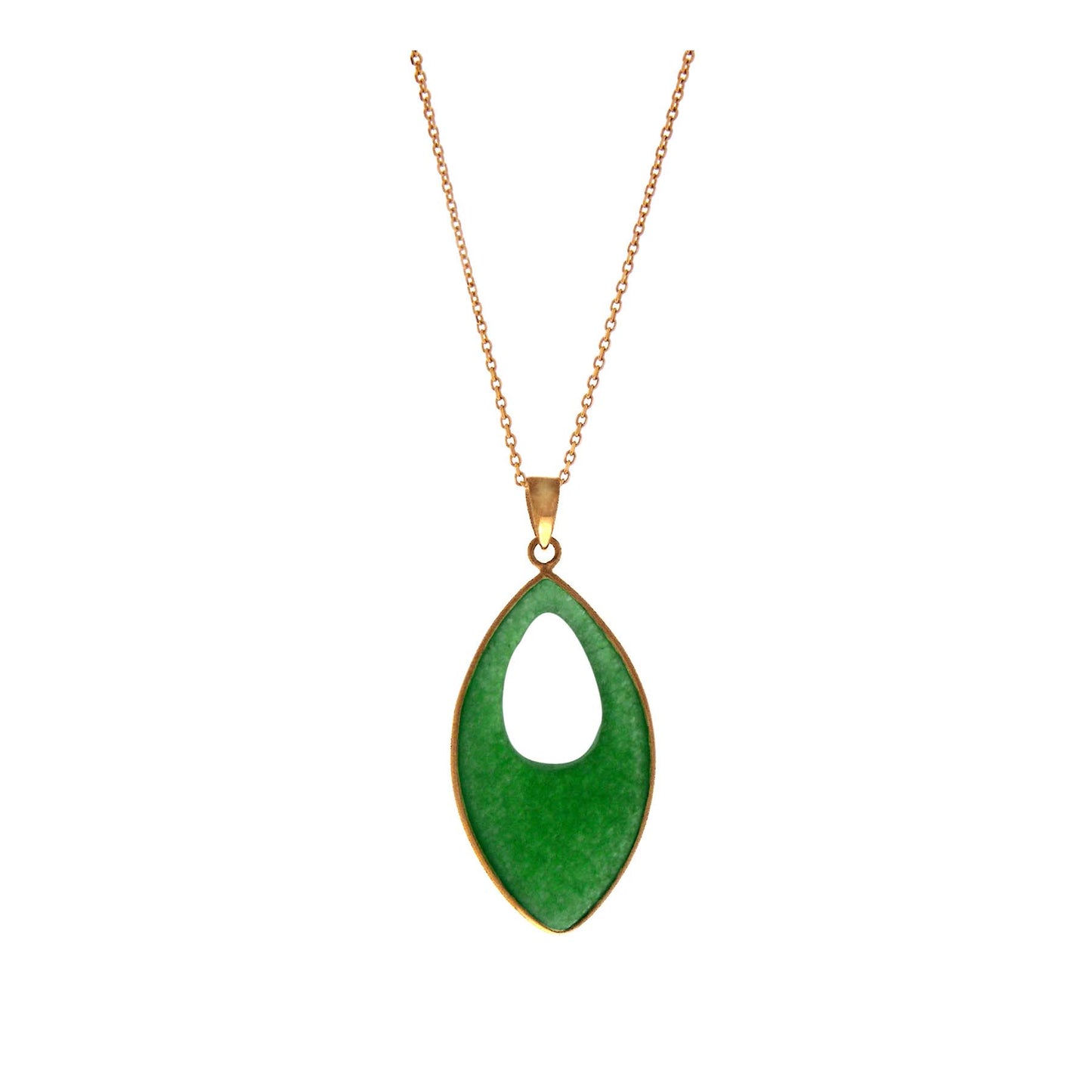 14k Marquis Jade Charm Necklace 17"