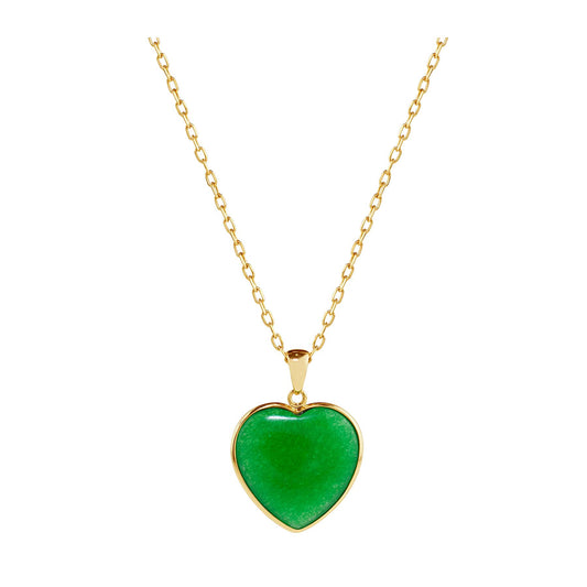 14k Heart Shaped Jade Necklace 17"