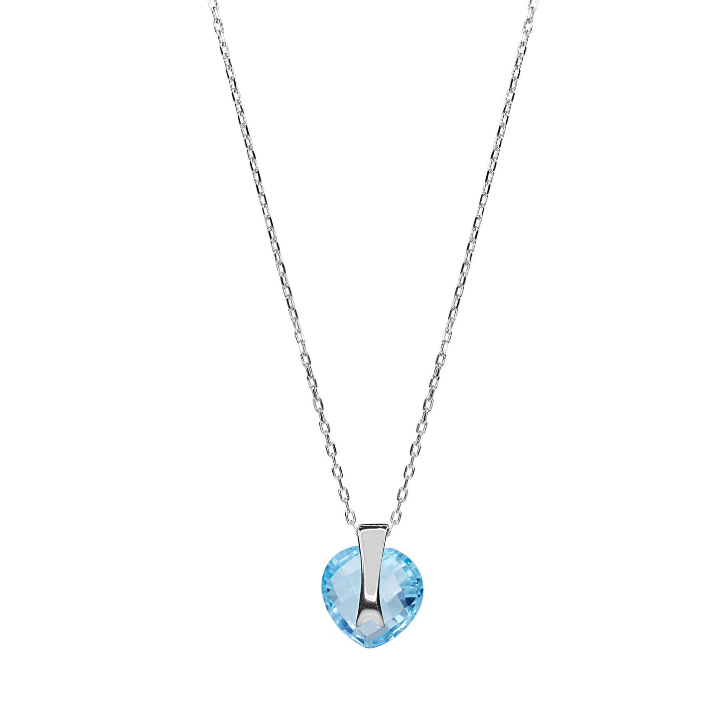 14k White Gold Blue Topaz Necklace 18"