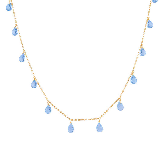 14k Sky Blue Topaz Tear Drop Necklace freeshipping - Jewelmak Shop