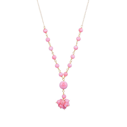 14k Pink Coral Necklace 17"