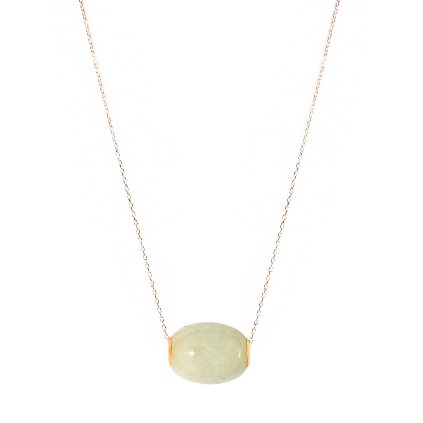 14k Natural Jade Slide Pendant With Chain 18" freeshipping - Jewelmak Shop