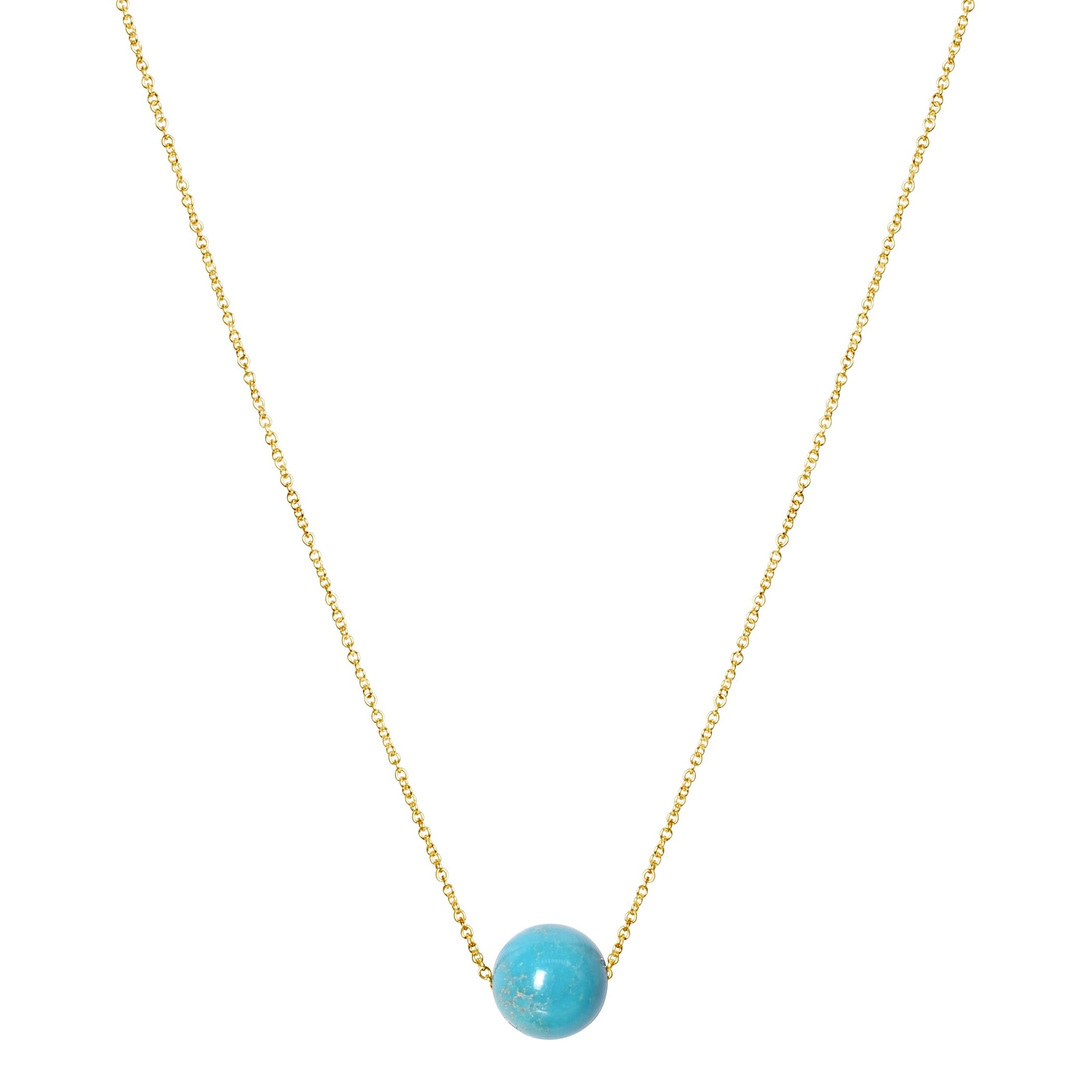 14k Turquoise Ball Slider Pendant Necklace 17" freeshipping - Jewelmak Shop