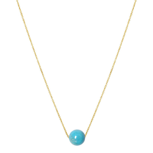 14k Turquoise Ball Slider Pendant Necklace 17" freeshipping - Jewelmak Shop