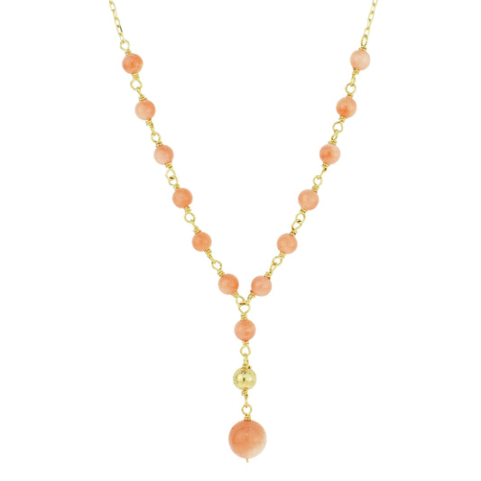 14k Angel Skin Coral Y Necklace 17" freeshipping - Jewelmak Shop