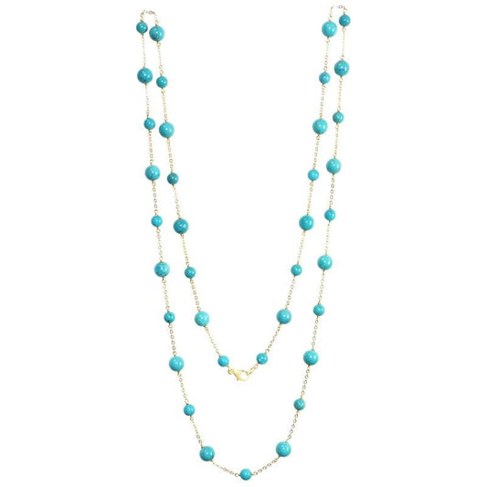 14k Multi Stabilized Turquoise Necklace 36" freeshipping - Jewelmak Shop