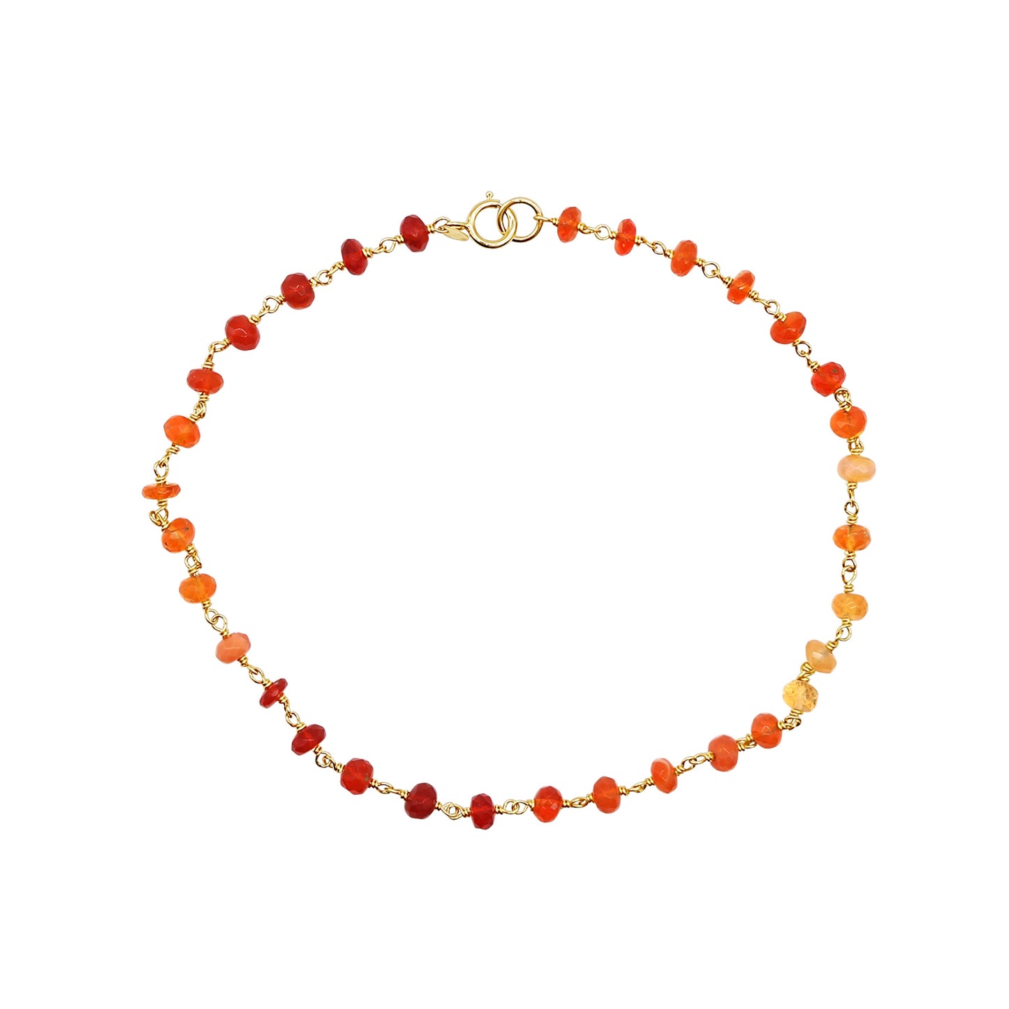 14k Fire Opal Link Anklet 9.5" freeshipping - Jewelmak Shop