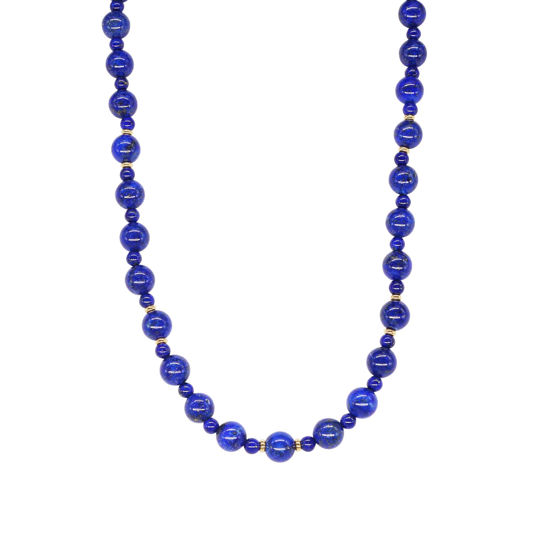 14k Lapis Station Necklace 17.5" freeshipping - Jewelmak Shop