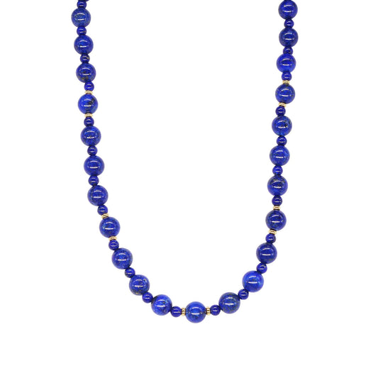 14k Lapis Station Necklace 17.5" freeshipping - Jewelmak Shop