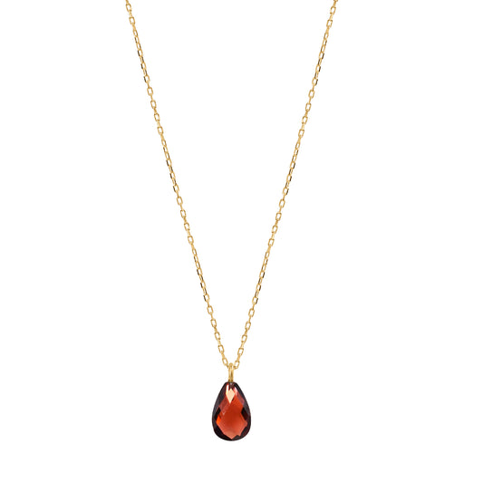 14k Garnet Pear Pendant Necklace 17"