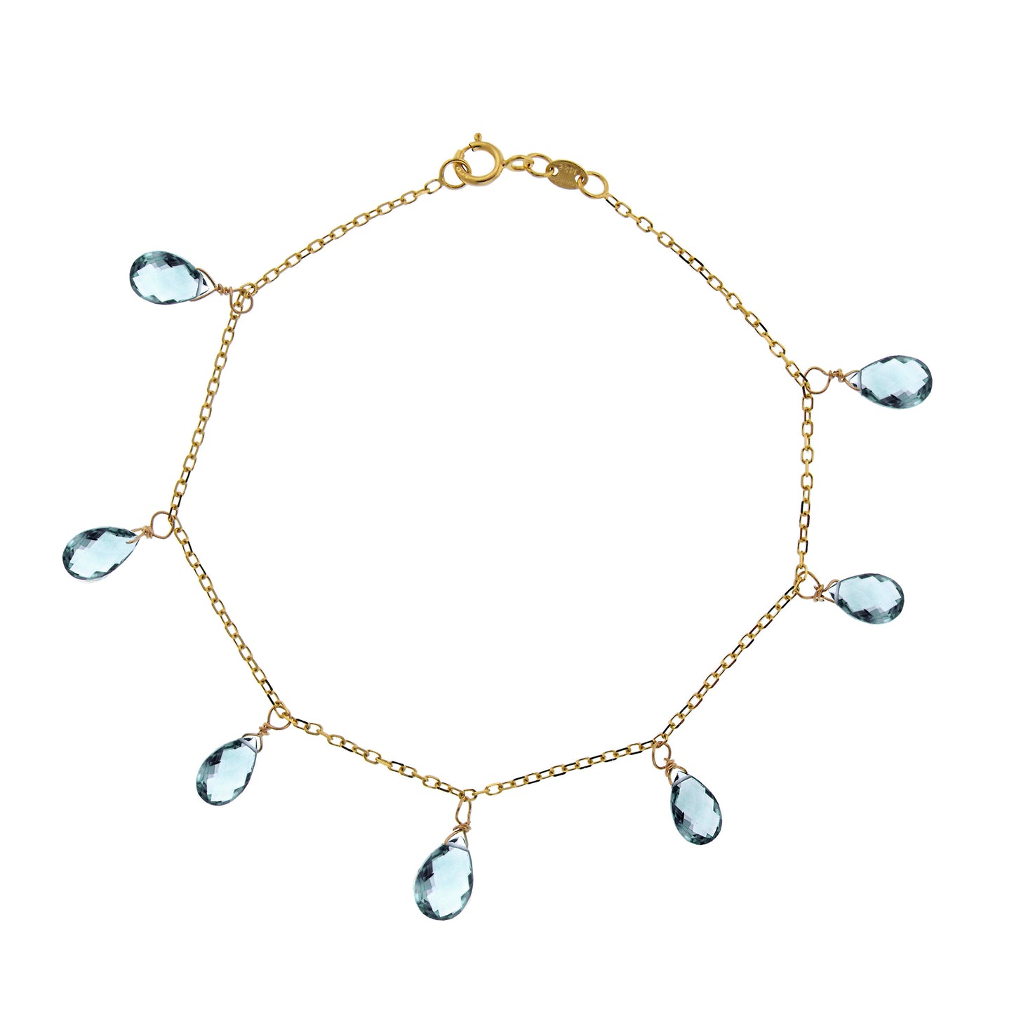 14k Blue Topaz Briolette Bracelet 7.25"