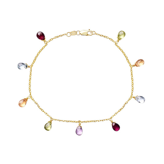 14k Garnet, Blue Topaz, Citrine, Peridot, and Amethyst Bracelet 7.5" freeshipping - Jewelmak Shop