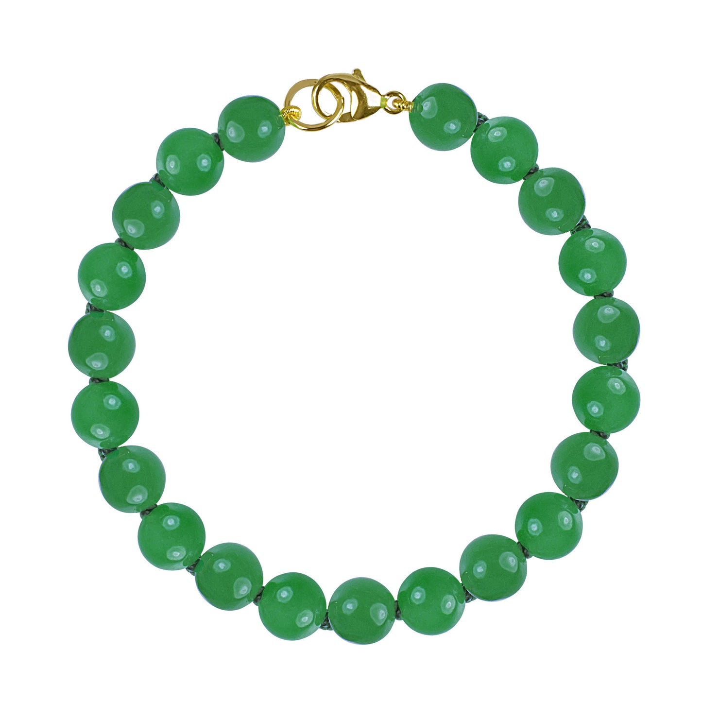 14k Green Jade Knotted Bracelet 7.5"