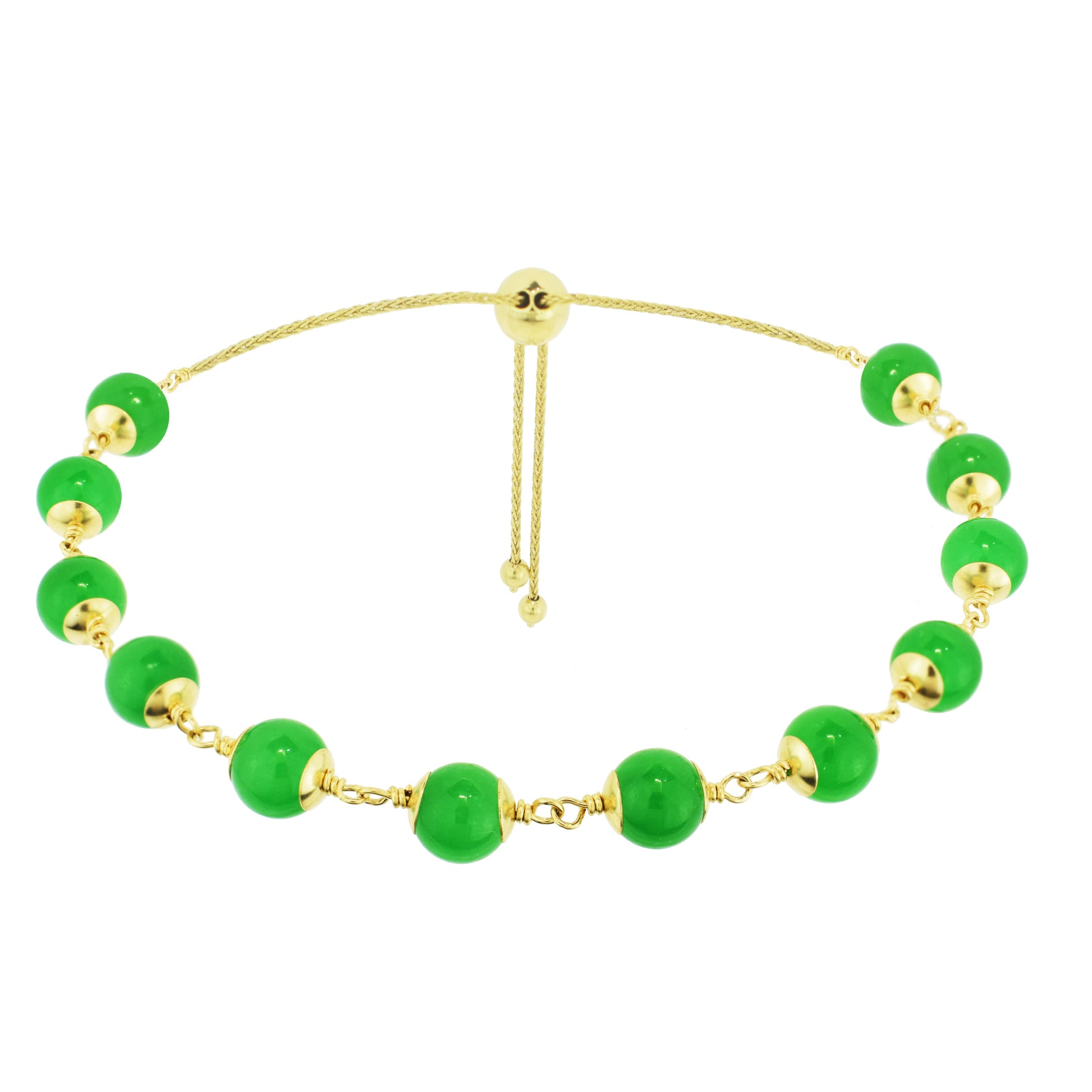 14k Dyed Green Adjustable Bracelet 10.5" freeshipping - Jewelmak Shop