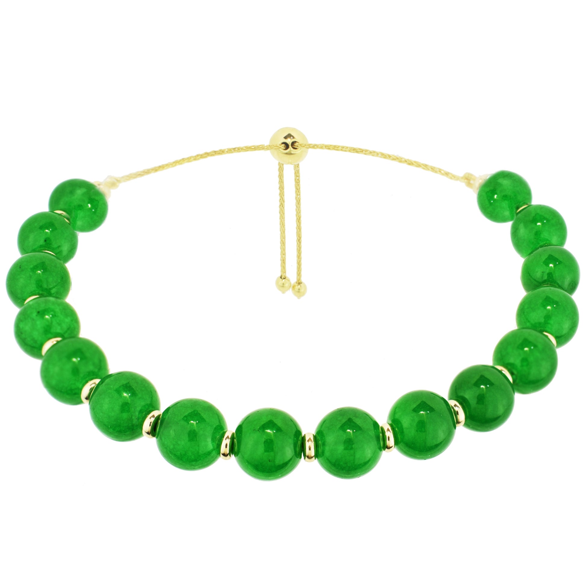 14k Dyed Green Jade Adjustable Bracelet 10.75" freeshipping - Jewelmak Shop