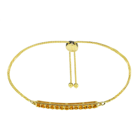 14k Citrine Curved Bar Adjustable Bracelet 9.28"