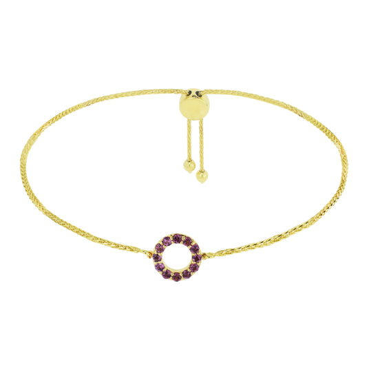 14k Rhodolite Circle Adjustable Bracelet 8.625"