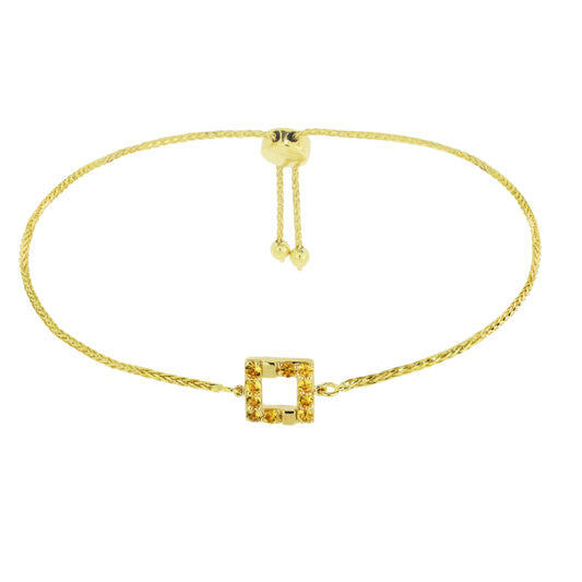 14k Citrine Square Adjustable Bracelet 8.625"