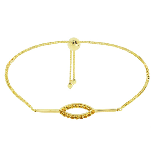 14k Citrine Olive & Bar Adjustable Bracelet 9.5"