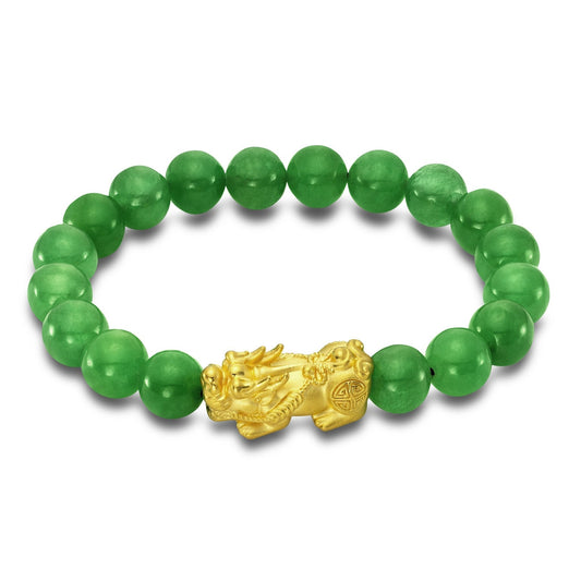 24k "Pi Yao" Jadeite Stretch Bracelet freeshipping - Jewelmak Shop