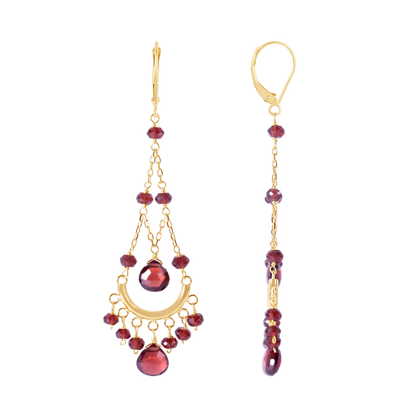 14k Multi Garnet Chandelier Leverback Earring