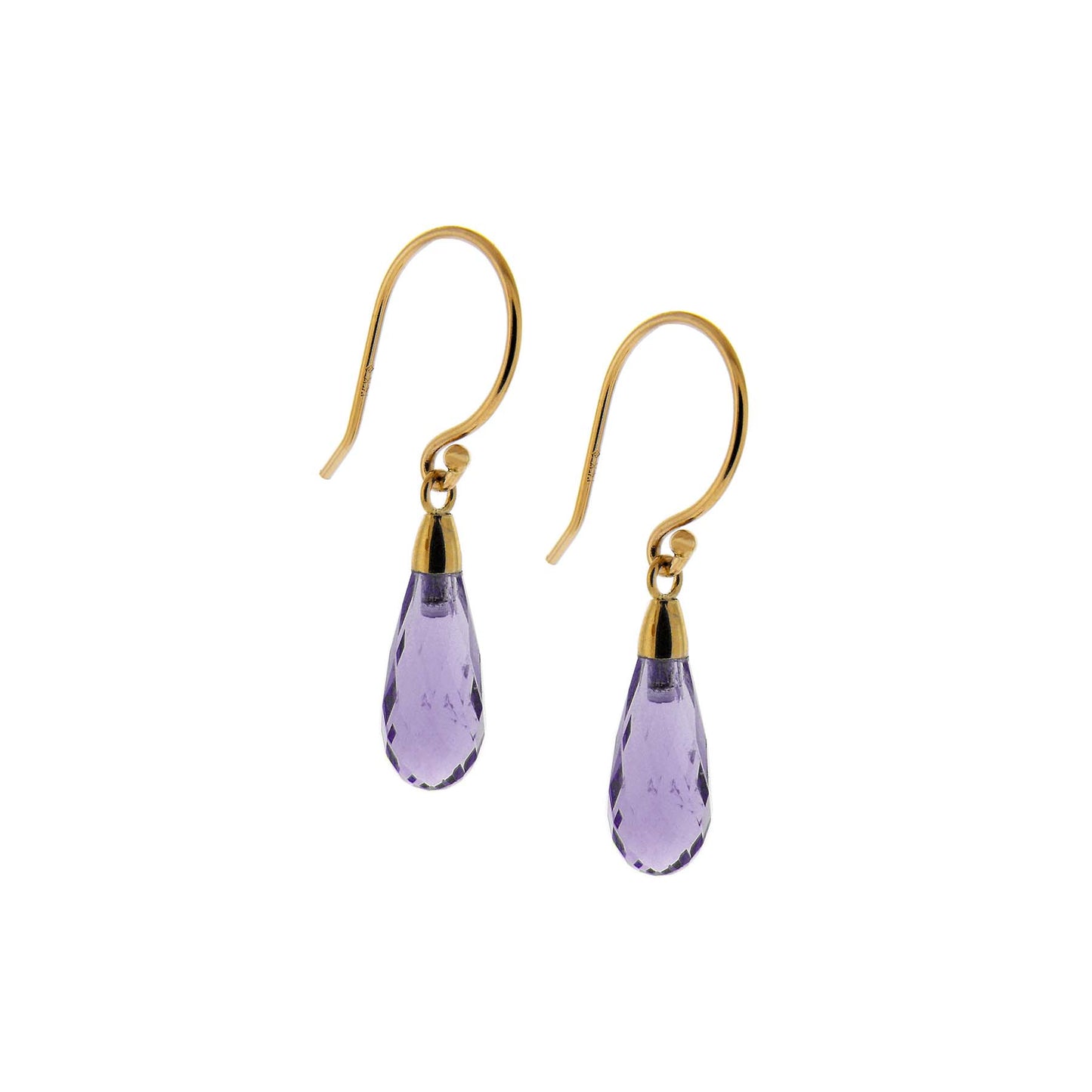 14k Amethyst Briolette Drop Earrings