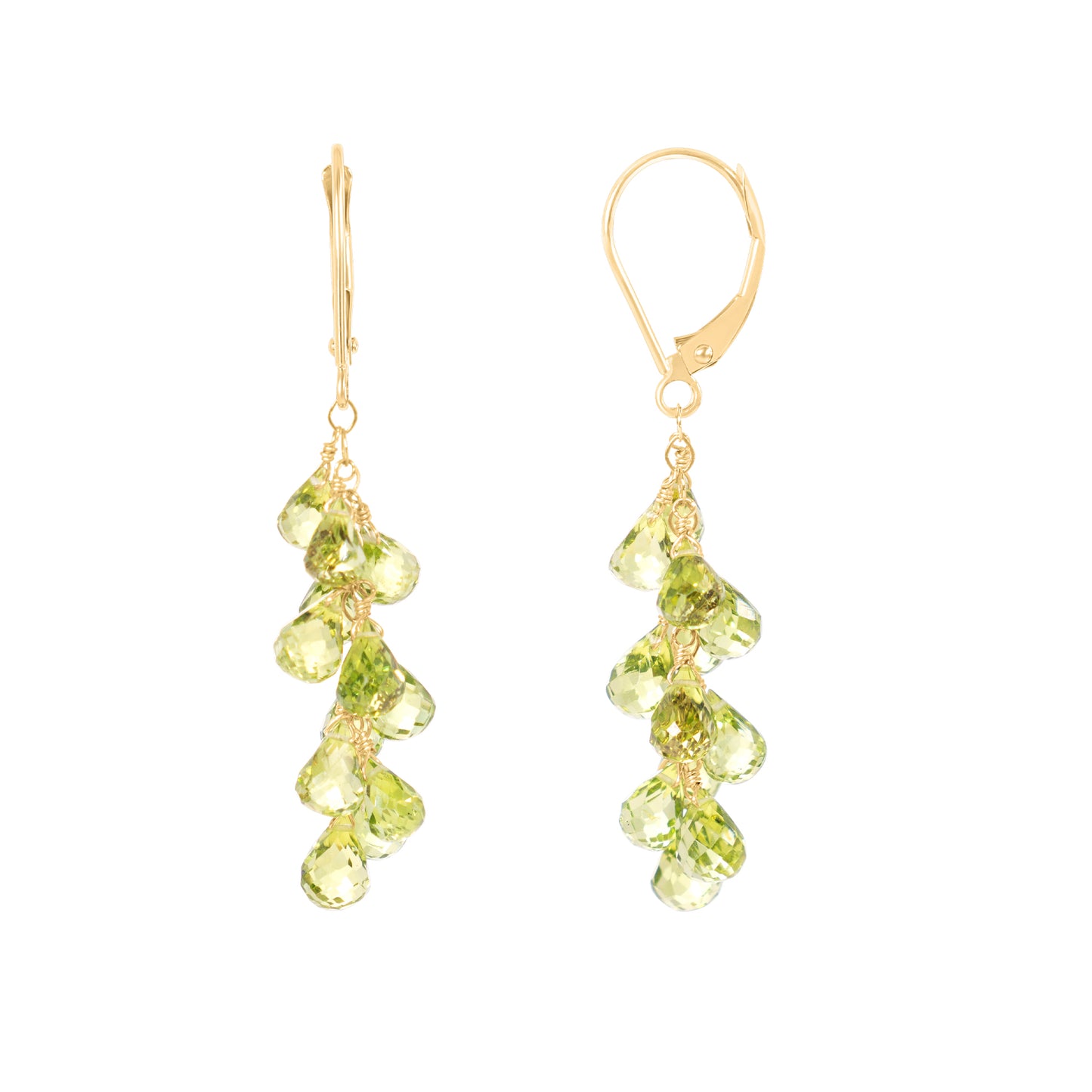 14k Peridot Cluster Leverback Earring