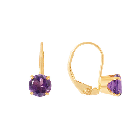 14k Amethyst Leverback Earring