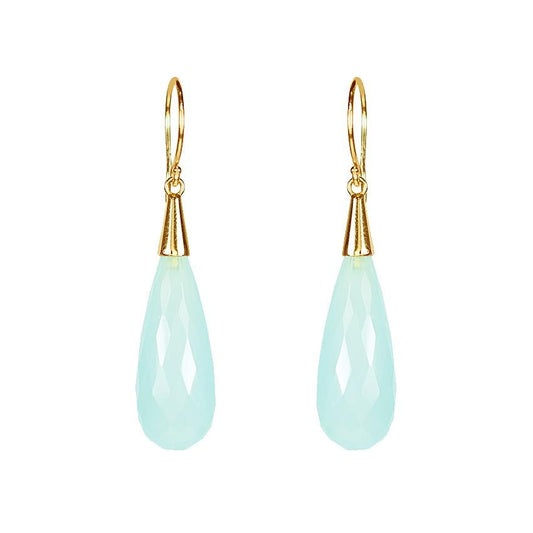 14k Chalcedony Drop Earring freeshipping - Jewelmak Shop