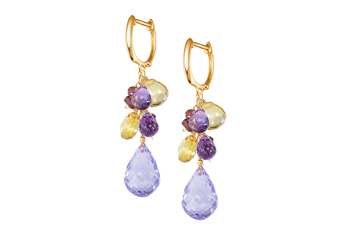 14k Faceted Pear Citrine Amethyst Garnet Earring freeshipping - Jewelmak Shop