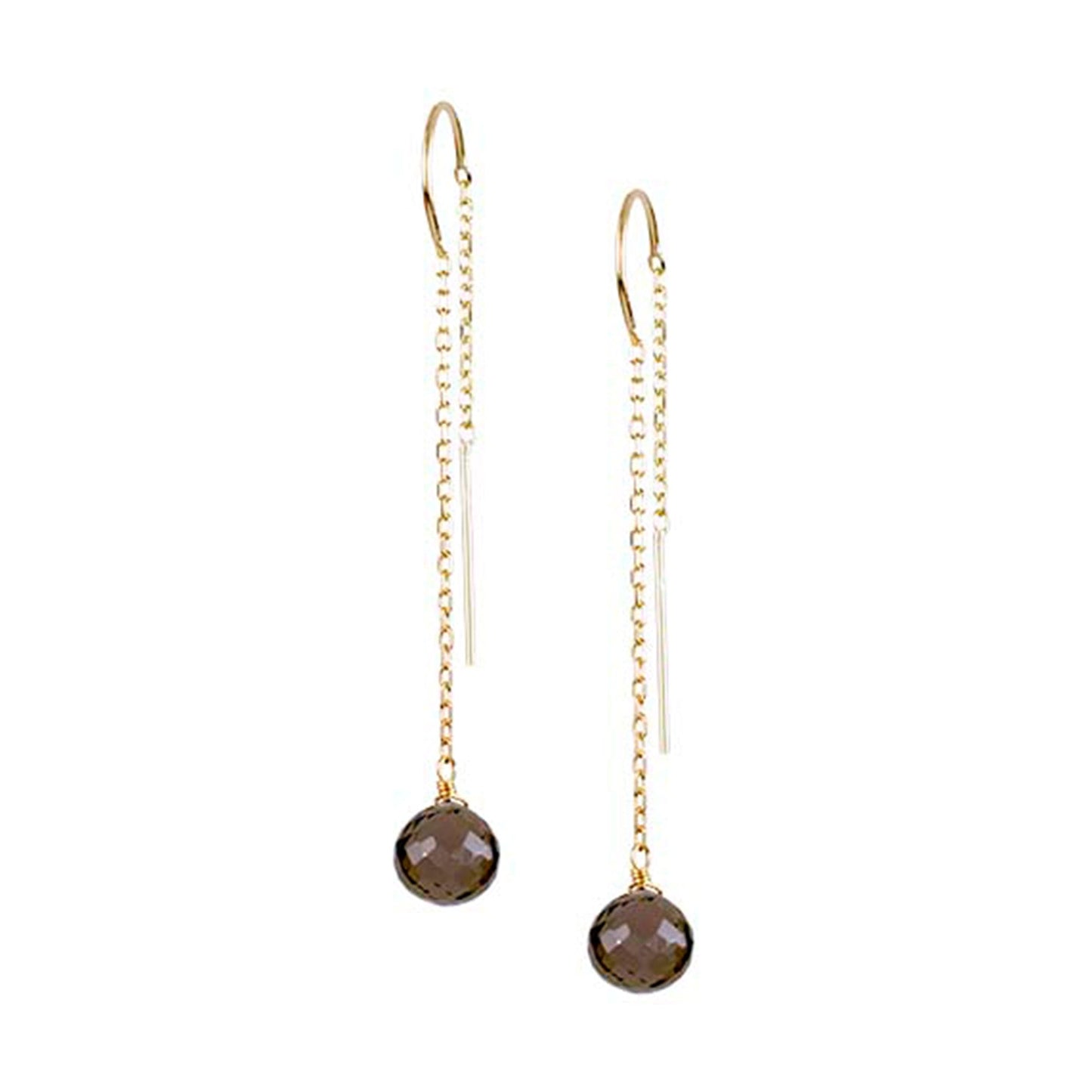 14k Smoky Quartz Threader Earring freeshipping - Jewelmak Shop