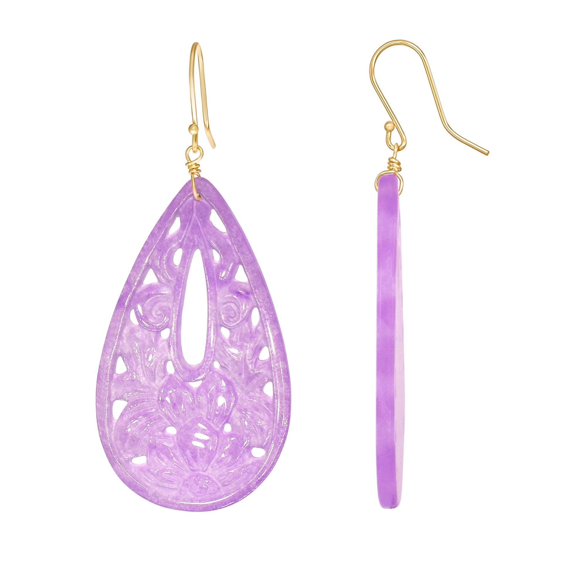 14k Lavander Agate Cut Out Pear Earring freeshipping - Jewelmak Shop