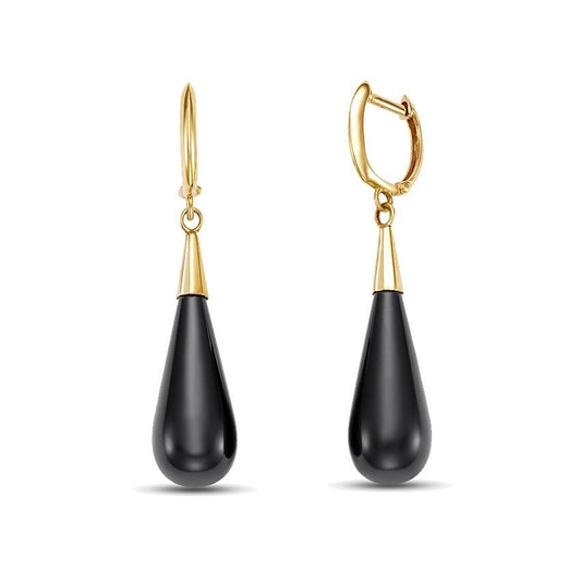 14k Black Onyx Drop Earring freeshipping - Jewelmak Shop