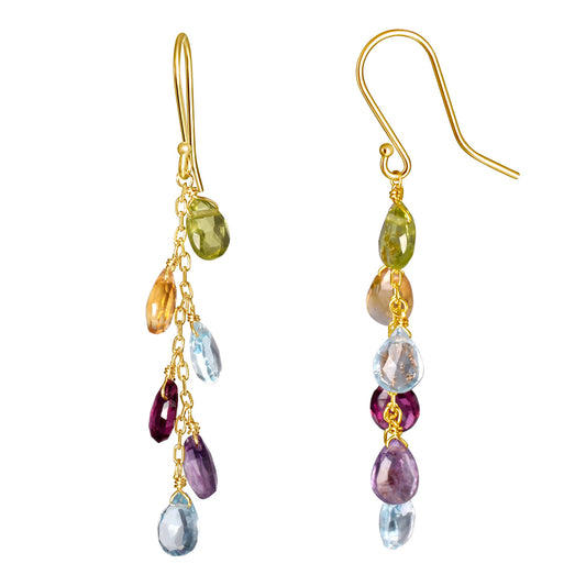 14k Peridot, Citrine, Blue Topaz, Garnet, and Amethyst Dangle Hook Earring freeshipping - Jewelmak Shop