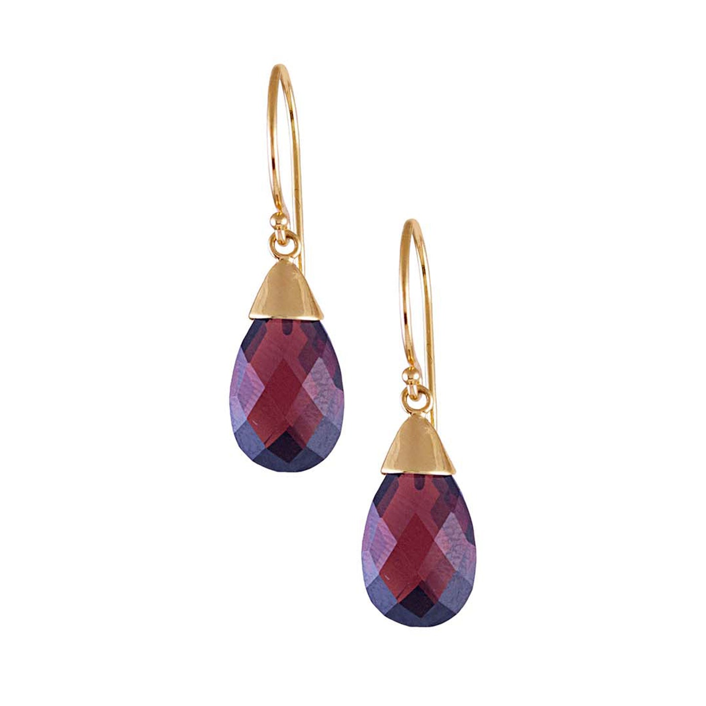 14k Garnet Pear Shape W/Cup Hook Dangle Earring