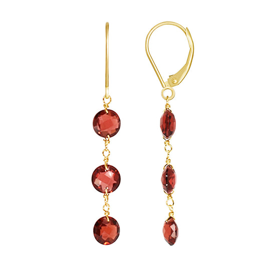 14k Garnet Coin 3 Link Leverback Earring freeshipping - Jewelmak Shop