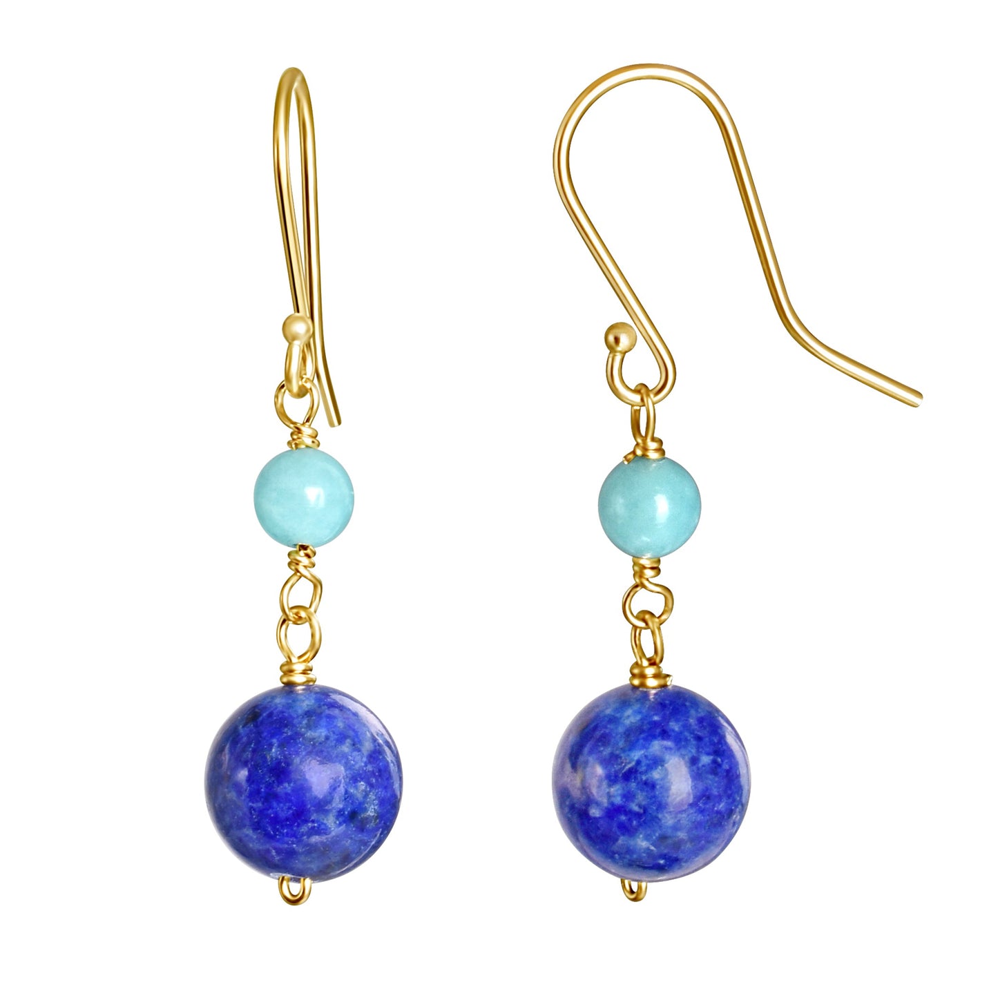 14k Amazonite Lapis Hook Earring freeshipping - Jewelmak Shop