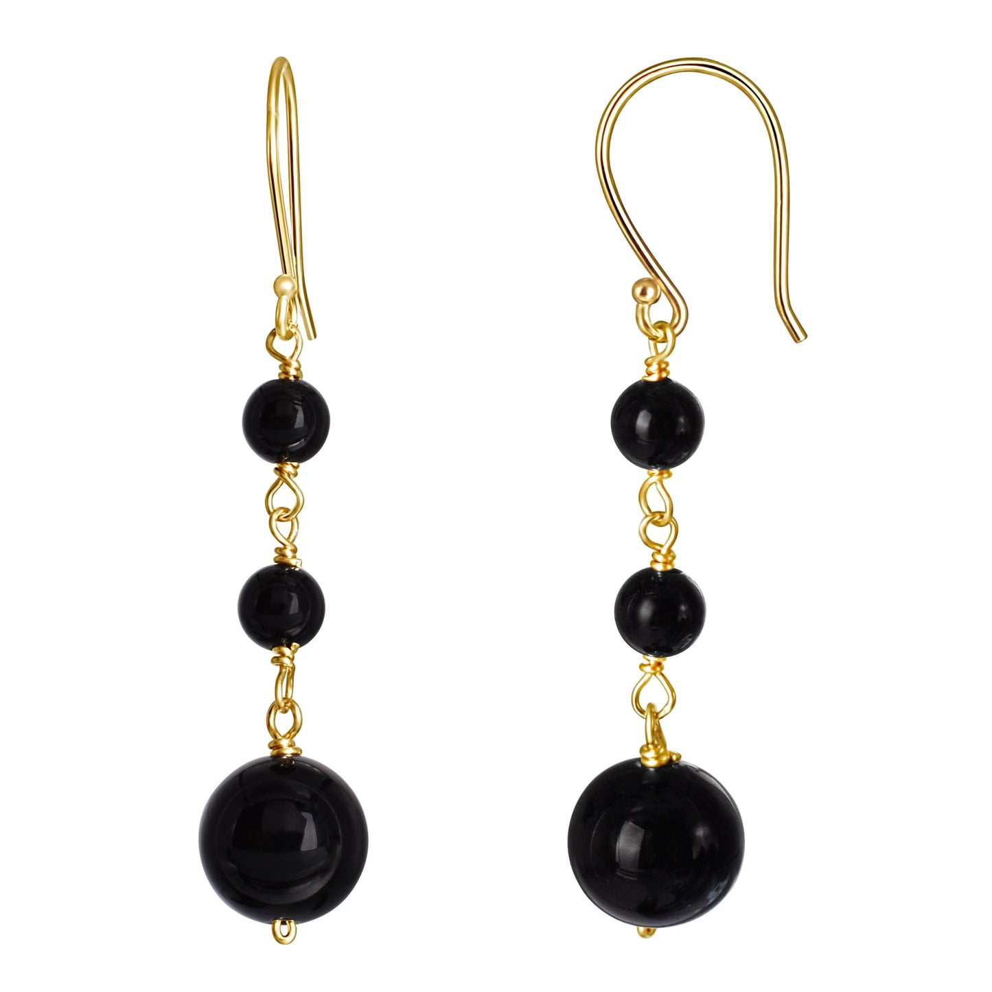 14k Black Onyx Hook Earring freeshipping - Jewelmak Shop