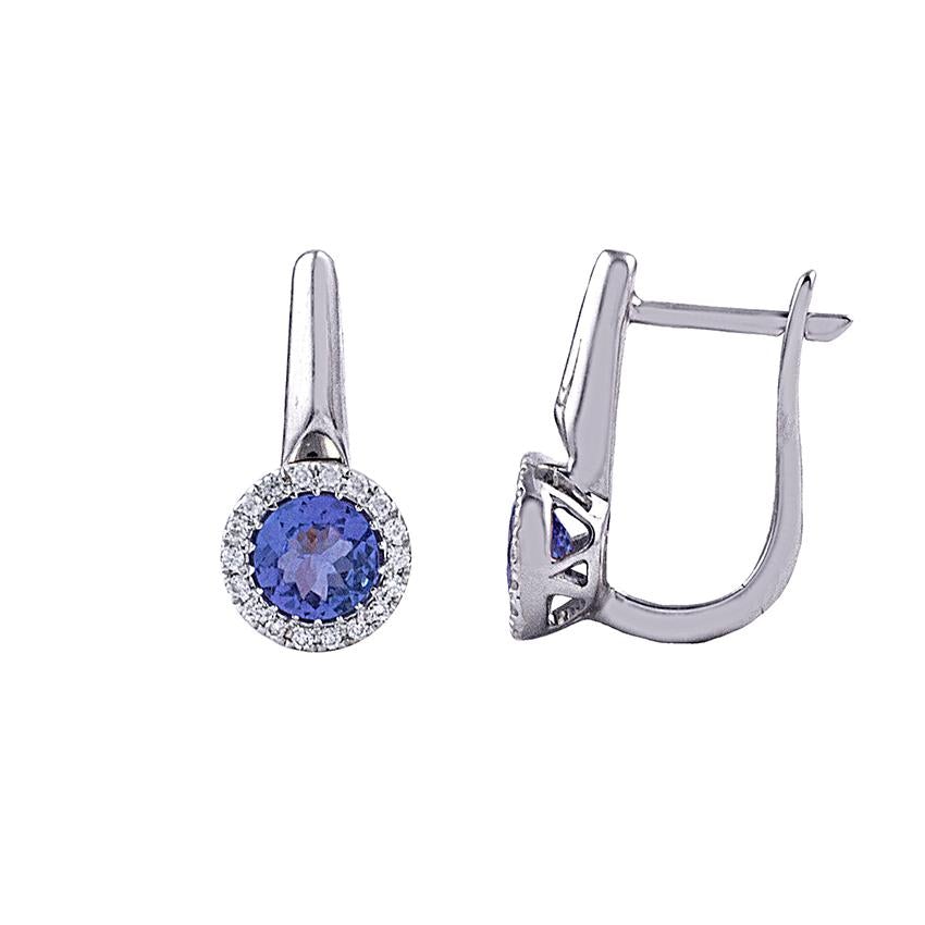 14k Tanzanite Vs Diamond Hoop Earrings freeshipping - Jewelmak Shop