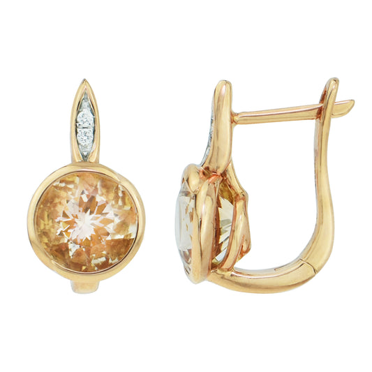 14k Rose Gold Morganite VS Diamond Earrings