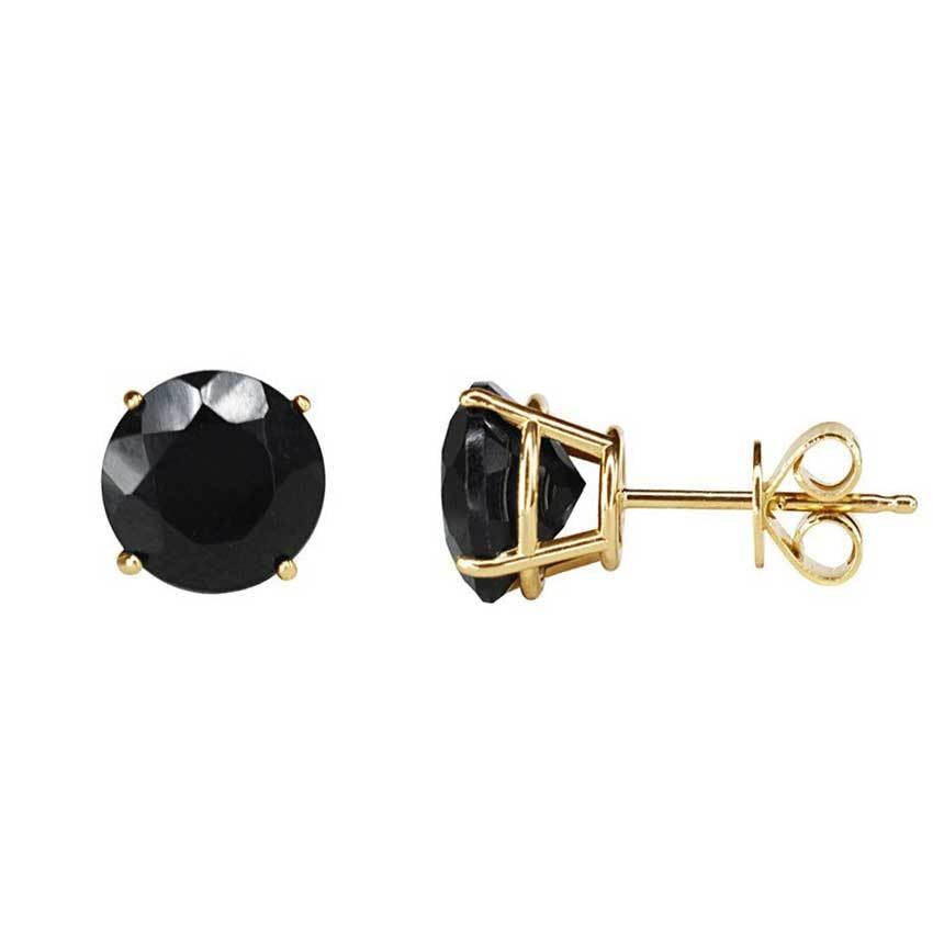 14k Black Onyx 7mm Faceted Round Stud Earring freeshipping - Jewelmak Shop