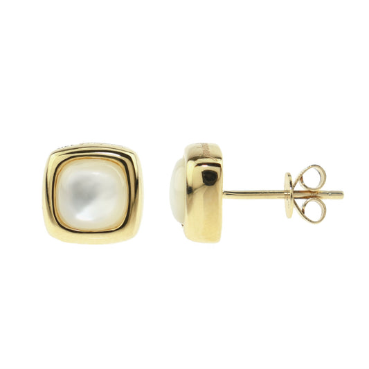 14k White Mother of Pearl Cushion Post Earring