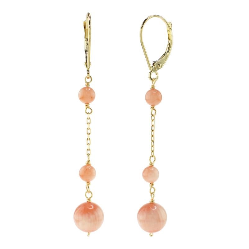 14k Angel Skin Coral Earrings freeshipping - Jewelmak Shop