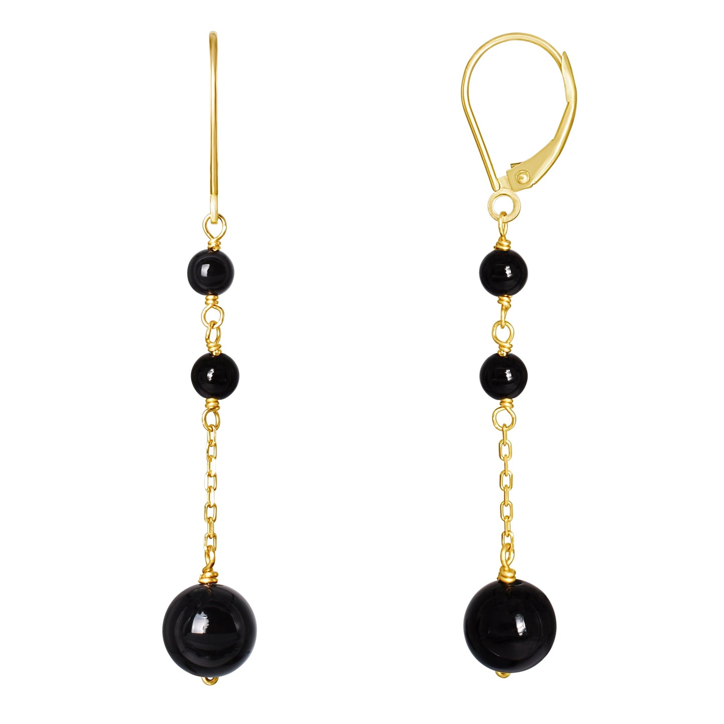 14k Black Onyx Dangle Leverback Earring freeshipping - Jewelmak Shop