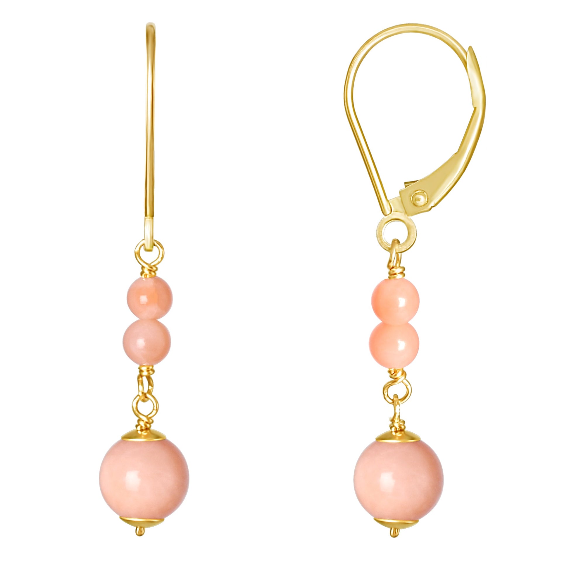 14k Angel Skin Coral Lever Back Drop Earrings freeshipping - Jewelmak Shop