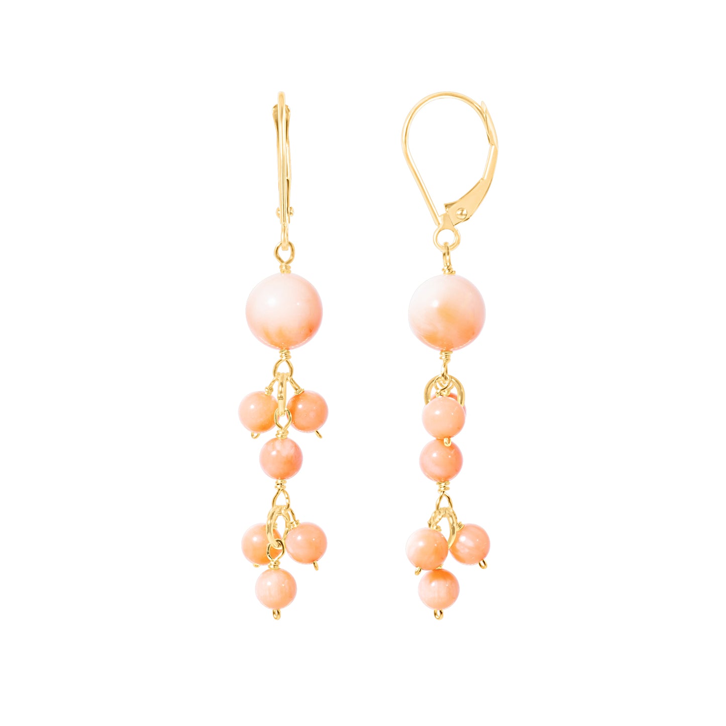 14k Angel Skin Coral Dangle Leverback Earring